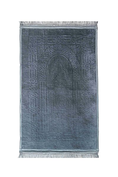 CENTER AVM Bamboo Surface Woven Base Prayer Rug Thick Knee Pain Free Soft Machine Washable Gray Prayer Rug