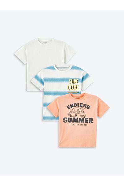 LC Waikiki LCW baby - Printed Crew Neck Short Sleeve T-Shirt for Baby Boy Set of 3