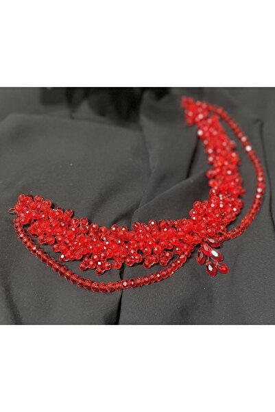 DesaAccessories Tamamen El Yapımı Kırmızı Kristal Taşlı Kına, Nişan,Düğün, Ab...