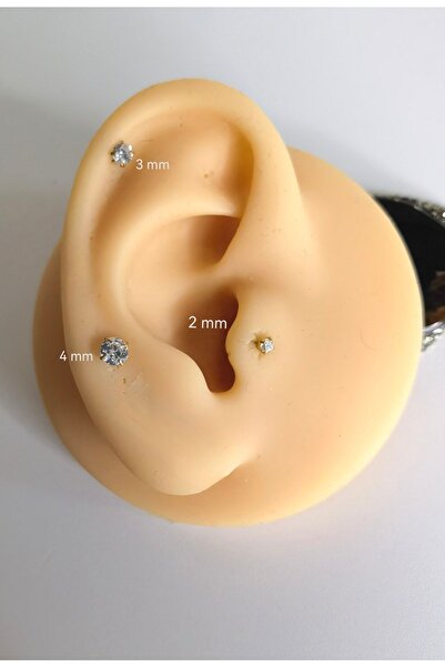 Bylin Cerrahi Çelik Gold Tek Taş Piercing Set- 3 Adet -Bar uzunluğunu lütfen seçiniz