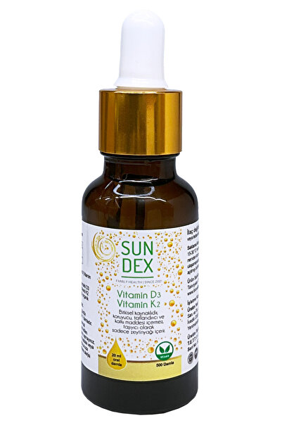Sun Dex Family Health Since 2021 Vitamin D3 K2 20 Ml Bitkisel Kaynaklı 500 Damla