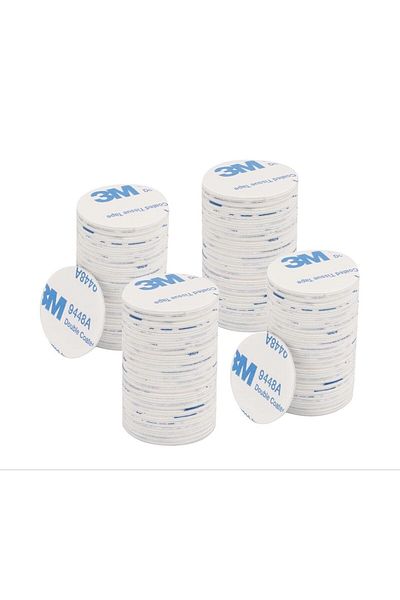 Dünya Magnet 50 pcs Double Sided White Round Tape - 3m Adhesive, 3 cm Diameter