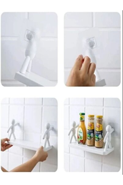 Kadzen 2 Adet Büyük Boy Banyo Rafı Sevimli Insan Dekoratif Kendinden Yapışkan...