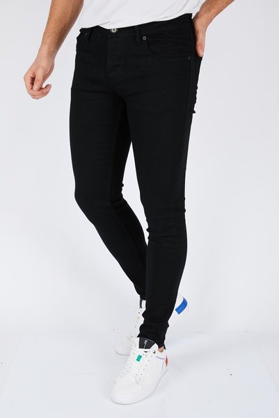 wanted Erkek Siyah Düz Skinny Fit Likralı Dar Paça Kot Pantolon