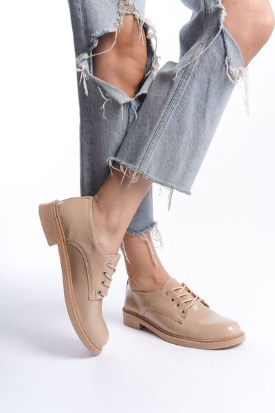 leonetta Γυναικεία Μπεζ λουστρίνι Loafer Casual Παπούτσια