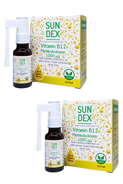 Sun Dex Family Health Since 2021 2'li Paket Vitamin B12 Metilkobalamin 1000 Mcg 20 ml Dilaltı Sprey