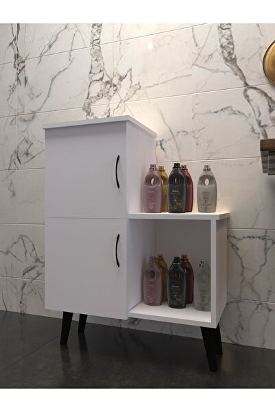 ESYAH Beyaz 2 Kapaklı Açık Raflı Banyo Dolabı