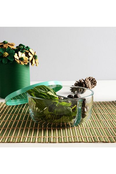 Paşabahçe 530683 Polar 2-Compartment Storage Container with Lid Green 4-Piece with Lid 785 Cc