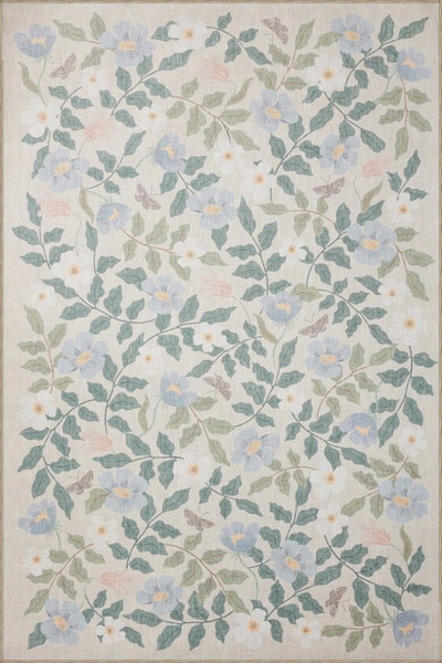 Rugs Modern Halı Çiçekli Krem Dokuma Taban Yıkanabilir Halı miravip9098