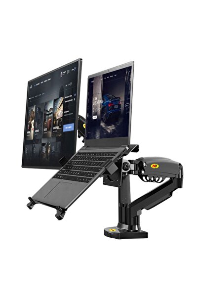 North Bayou Nb F160 FP Ayarlanabilir Amortisörlü Laptop Standı & Ergonomik Monitör Standı - Tutucu 17"-27"-siyah