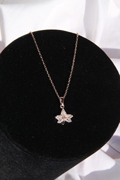 HEVISS قلادة هيفي النسائية من الزركون على شكل ورقة شجر وردية