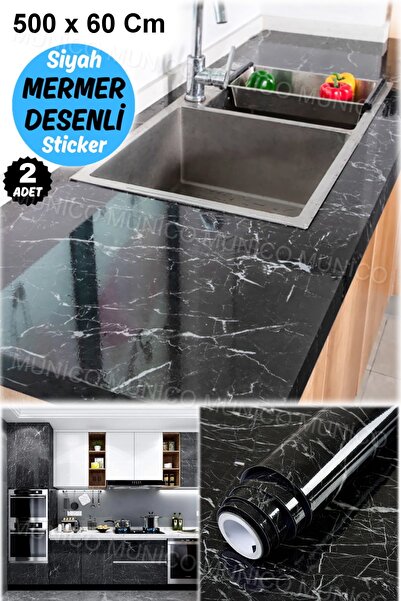 Munico 2 Adet 5 Metre Mutfak Tezgahı & Siyah Eşya & Dolap Kaplama Folyosu Yap...