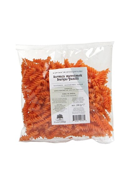 Kaptan`ın Ceviz Çiftliği Glutensiz Kırmızı Mercimek Burgu / Fusilli 200 G - A...