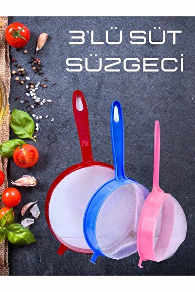 incirop Çok Amaçlı Süt Süzgeci 3'lü 14-17-20 cm Pirinç Bakliyat Süzgeci