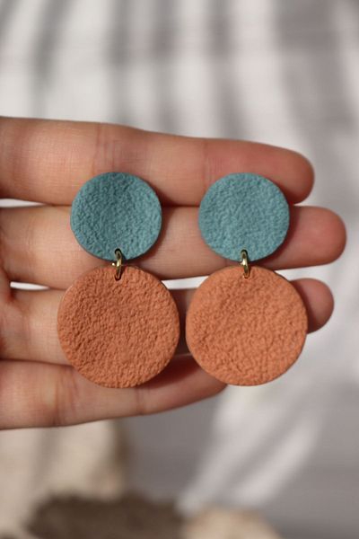 Gizy Store Polymer Clay Special Design Handmade Blue Cinnamon Round Dangle Women's Earrings