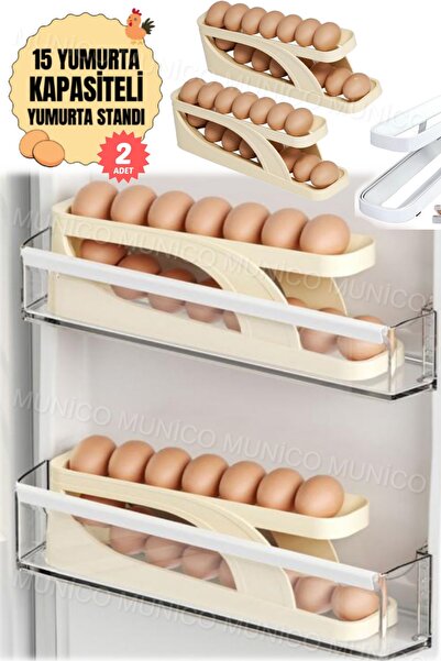 Munico 2 Adet 2 Katlı Otomatik Yumurta Standı Buzdolabı için Yumurtalık Rafı ...