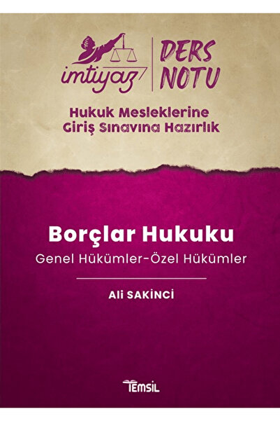 Temsil Kitap İmtiyaz HMGS Ders Notları Borçlar Hukuku (Genel Hükümler-Özel Hü...