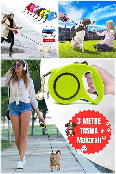 Munico Kopmayan Tüm Cinslere Uyumlu Köpek Tasması Gerdirme Tasması 3 Metre Ke...