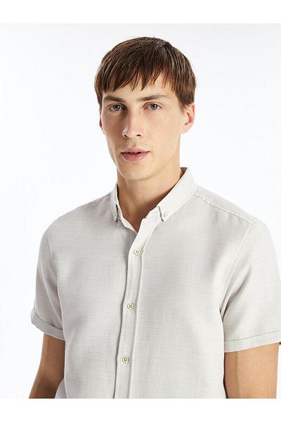 LC Waikiki Ανδρικό πουκάμισο - Slim Fit, κοντομάνικο, Dobby