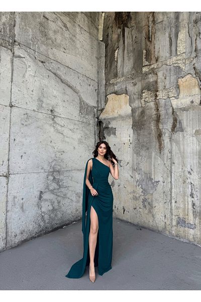 Mekafashion Tves Glittered Tail Detail Evening Dress582399 ZIMRUTE