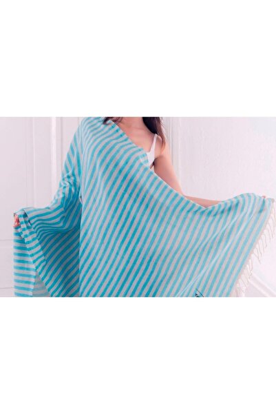 bohemian buldan حمام شاطئ بيشتيمال من القطن العضوي باللون الأزرق مقاس 90x190