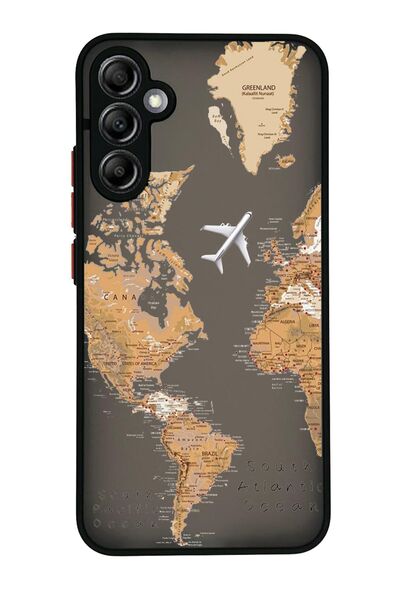 Merwish Samsung Galaxy A55 Kamera Lens Korumalı Hux Tpu Silikon Harita Desenl...