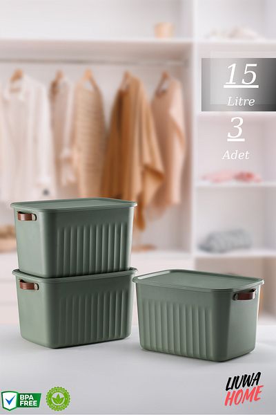 LIUWA 15 Lt Capacity 3 PCS Storage Box Mix - Organizer and Storage Box