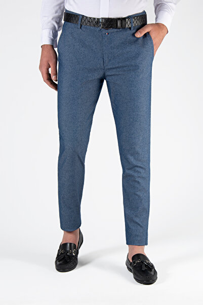 ADEGO بنطلون قطني بقصة ضيقة باللون الأزرق الفاتح