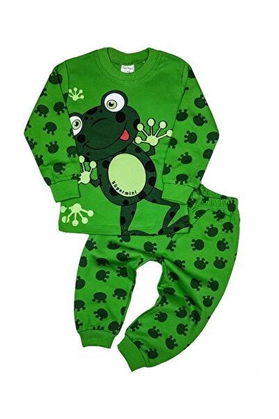 Süpermini طقم بيجامة قطن 100% بطبعات ضفدع للأعمار من 1-2-3 سنوات