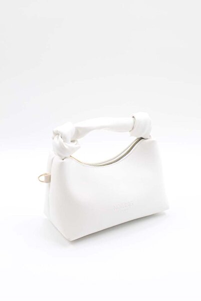 NOTHING Set de genți urbane cu lanțuri de 3 piese pentru femei, alb crem negru - cu detaliu nod și cadou colier