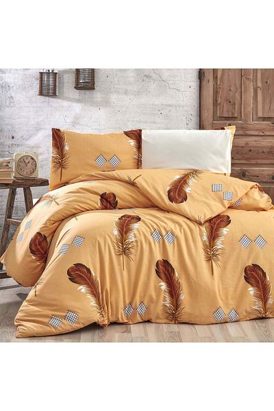 MAJESTE Combined/cotton Ranforce Non-Wrinkle Single Duvet Cover Set - With 2 Pillowcases - 5297t