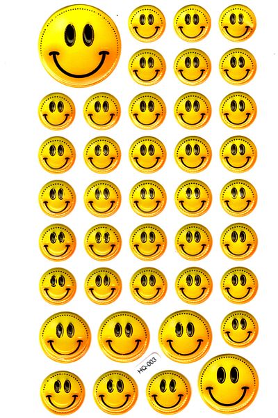 Limmy Κίτρινο αυτοκόλλητο με μοτίβο Emoji - Αυτοκόλλητο με ανάγλυφο και Planner (HQ003) - 18x10 cm