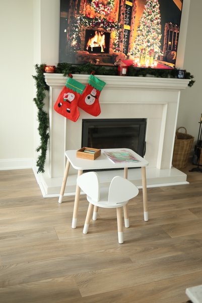 The Mimar White Mickey Fare 1 Masa + 1 Sandalye (Çocuklar için Montessori Aktivite Masa Sandalye Takımı)