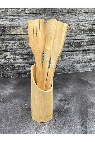 YzHome 6 Piece Bamboo Breakfast Set - Presentation Serving Plate and Spoon Gift