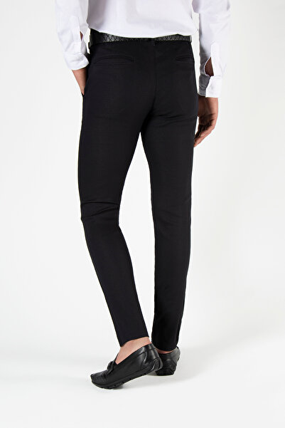 ADEGO Italian Cut Black Slim Fit Cotton Trousers