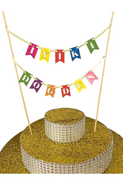 Happyland Pasta Bayrağı 1 Adet Seçeceğiniz Renkte Pasta Üstü Süsleme Iyiki Do...