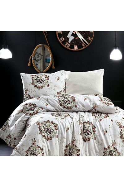 MAJESTE Combined/Cotton Ranforce Does Not Want Iron, Non-Wrinkle Single Duvet Cover Set-2 with Pillow Case-11241t