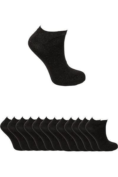 Ozzy Socks Economical 12 Pairs Black Cotton Women's Booties