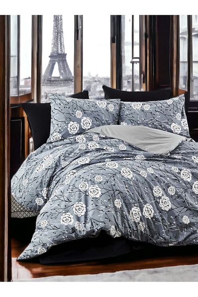MAJESTE Exclusive 100% Cotton Poplin Akfil Ranforce Double Duvet Cover Set (with 4 Pillowcases)-3085