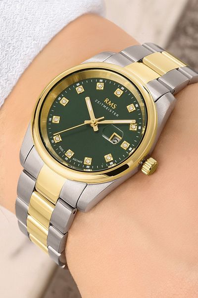 Romanson 5 Atm Waterproof Women's Wristwatch - Steel Cord with Calendar and Rhinestones