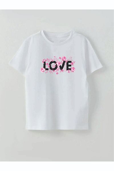 Cevval Fata - Tricou cu imprimeu cu trandafiri LOVE Written