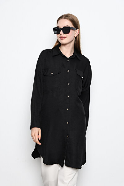 İKLİM LİFE Black Long Hijab Tunic - Double Pocket