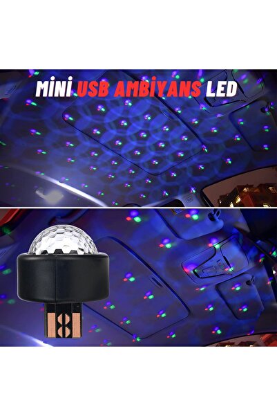 DEKOHOP Araç Içi Mini Disko Topu Usb Girişli Telefon Mikrofon Laptop Uyumlu