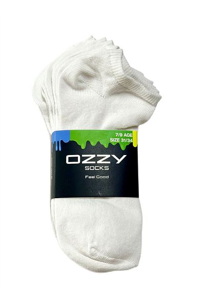Ozzy Socks 5 чифта бели памучни детски къси чорапи до глезена