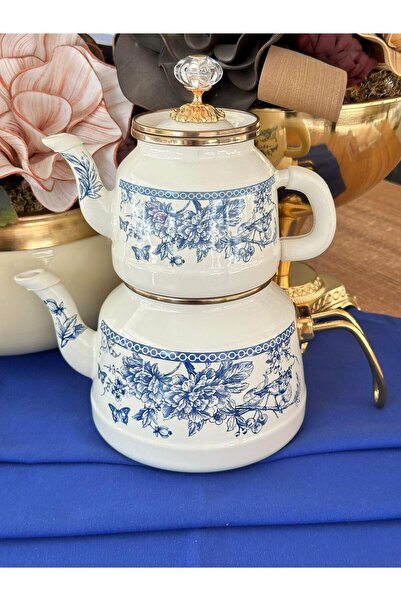 MD MİMOZA DEKOR إبريق شاي مطلي بالمينا - بلو لايف
