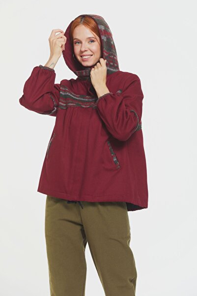 Clandestino Hooded High Collar Coat Red