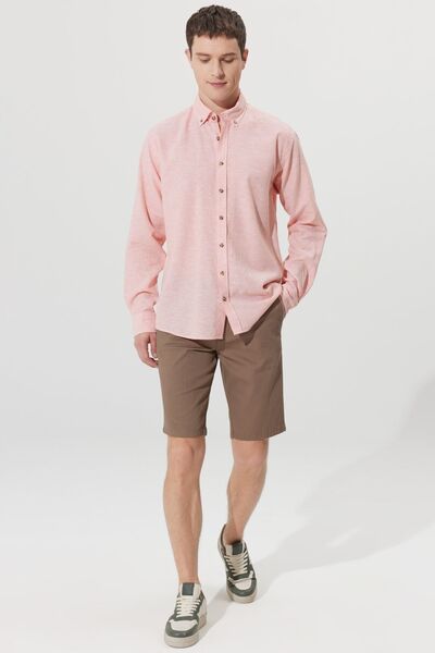 ALTINYILDIZ CLASSICS Linen Comfort Fit Men's Shirt - Relaxed Fit, Buttoned Collar