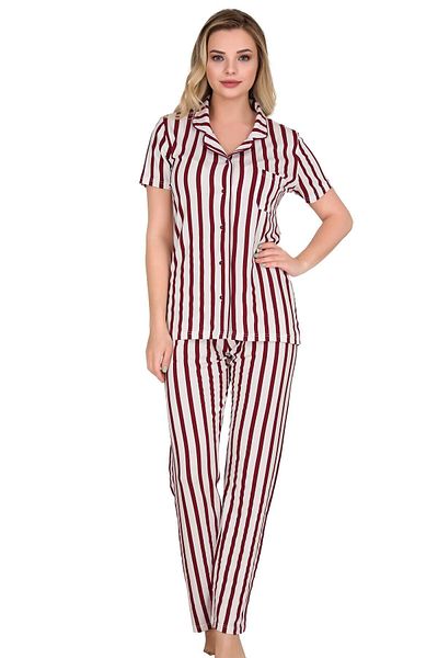 Sensu Pj3003 Model Women's Pajama Set - Short Sleeve and Button