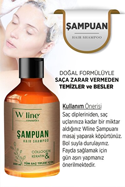 wline 2'li Saç Bakım Seti. Keratin Saç Bakım Serumu & Keratin-biotin-collagen Saç Şampuanı