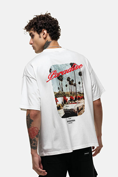 prtnc protonic Baskılı Oversize T-Shirt Beyaz
